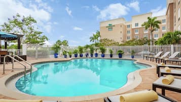 Outdoor pool, sun loungers