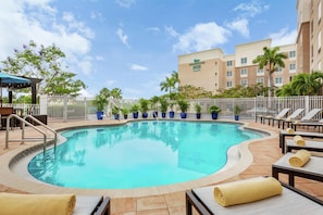 Outdoor pool, pool loungers