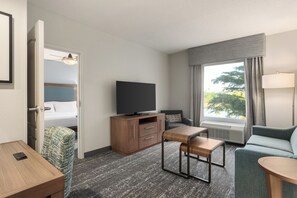 37-inch flat-screen TV with cable channels, TV, DVD player