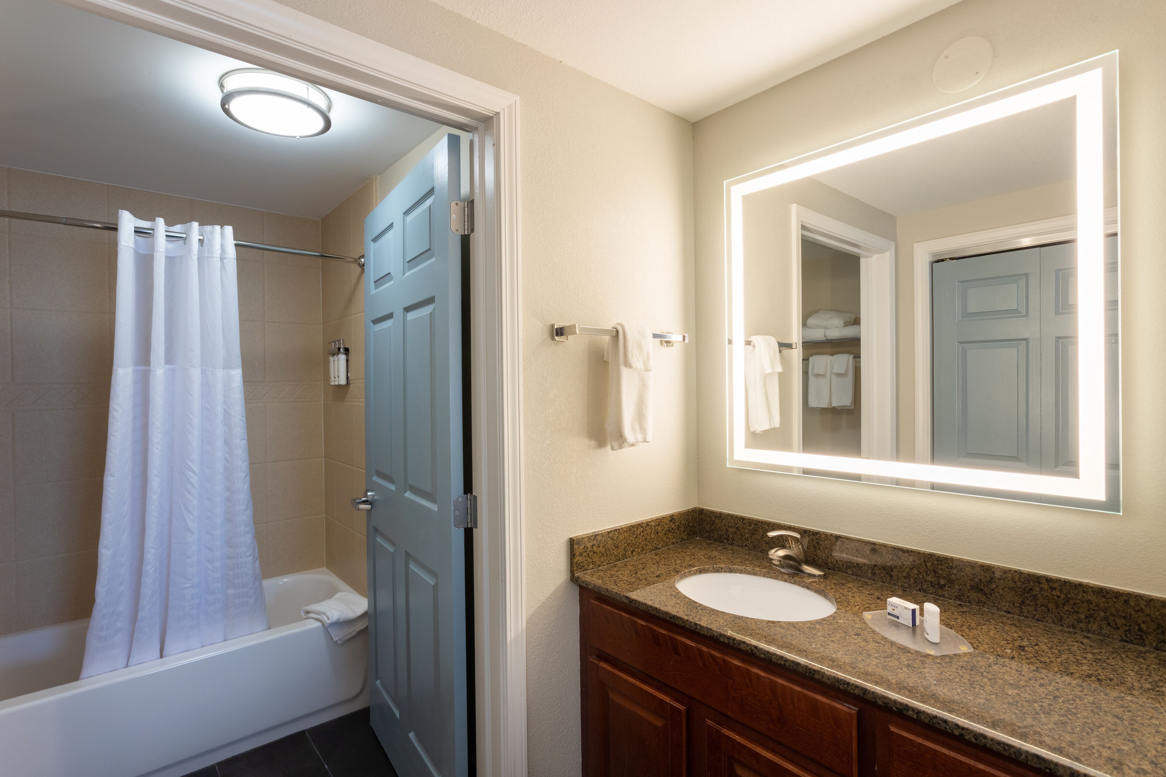 free toiletries, hair dryer, towels