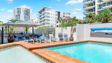 Outdoor pool, sun loungers