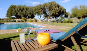 Outdoor pool, open 9:00 AM to 8:00 PM, sun loungers - Alcaufar Vell Hotel Rural & Restaurant (Sant Lluis)