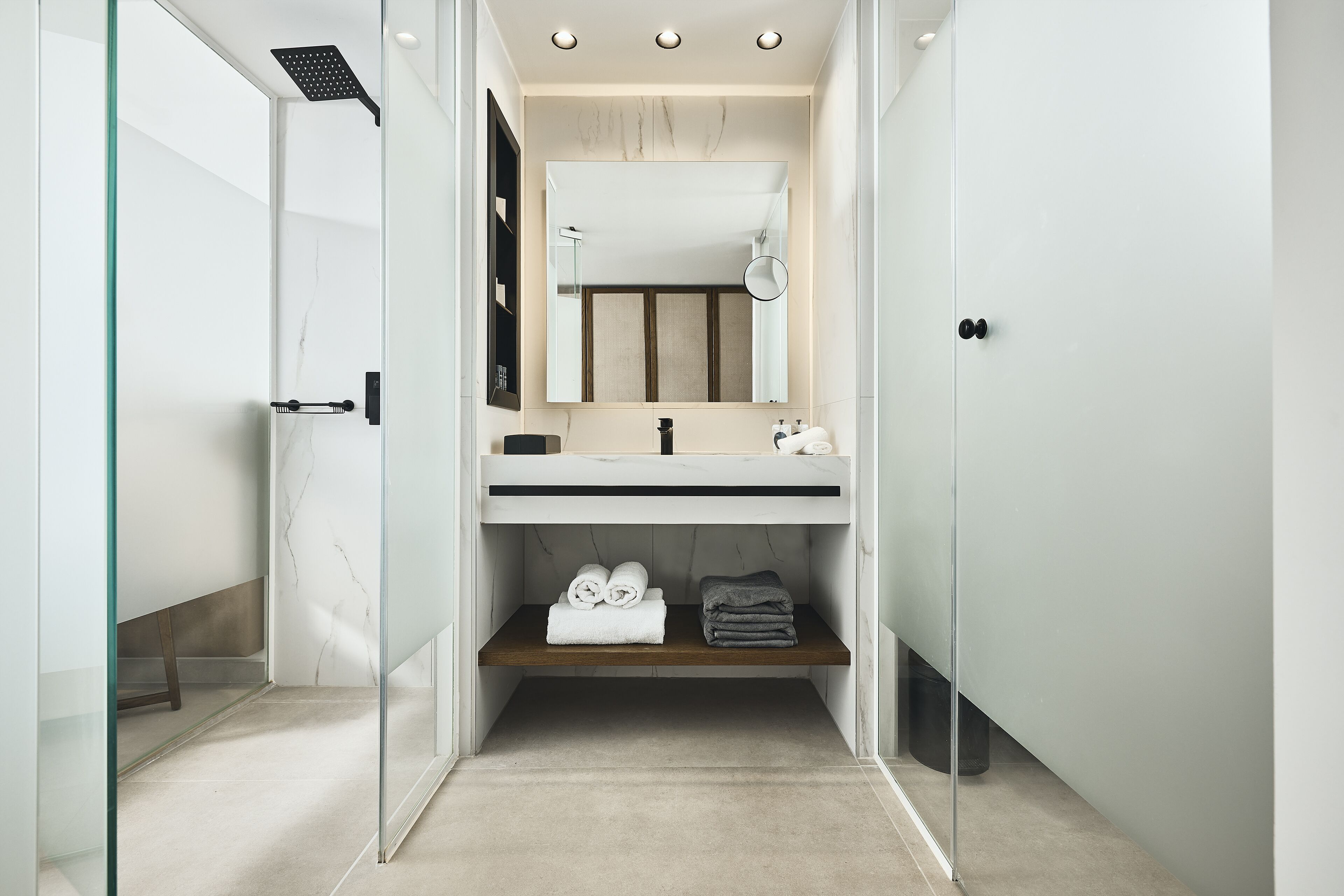 shower, free toiletries, hair dryer, bathrobes