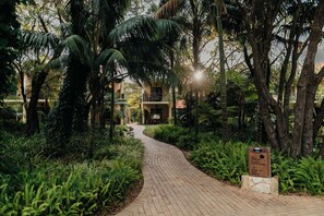 A paved pathway leading to a building surrounded by lush greenery and palm trees. - Club Wyndham Dunsborough, Trademark Collection by Wyndham (Marybrook)