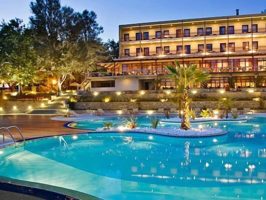 Seasonal outdoor pool, pool umbrellas, pool loungers