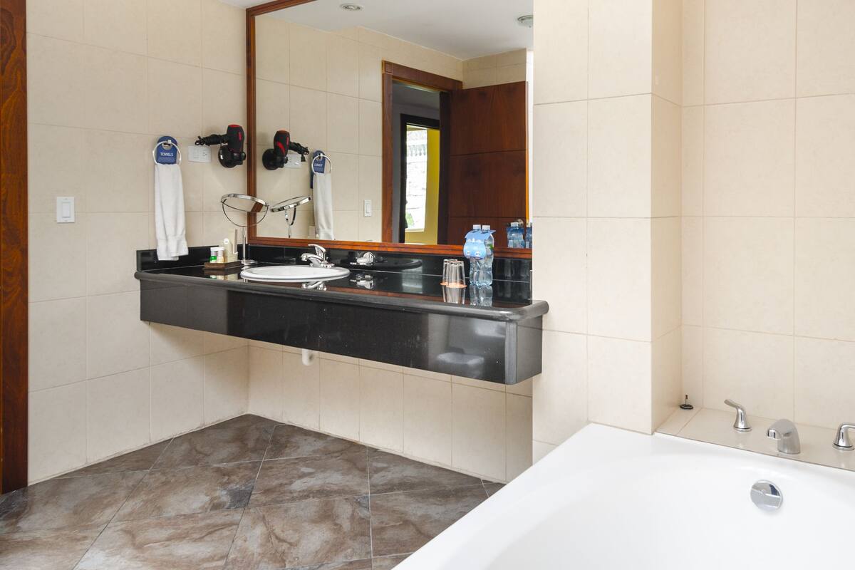 standard room, 1 king bed | bathroom | shower, rainfall showerhead, free toiletries, hair dryer