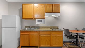 Fridge, microwave, stovetop, freezer