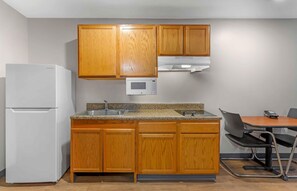 Fridge, microwave, stovetop, freezer