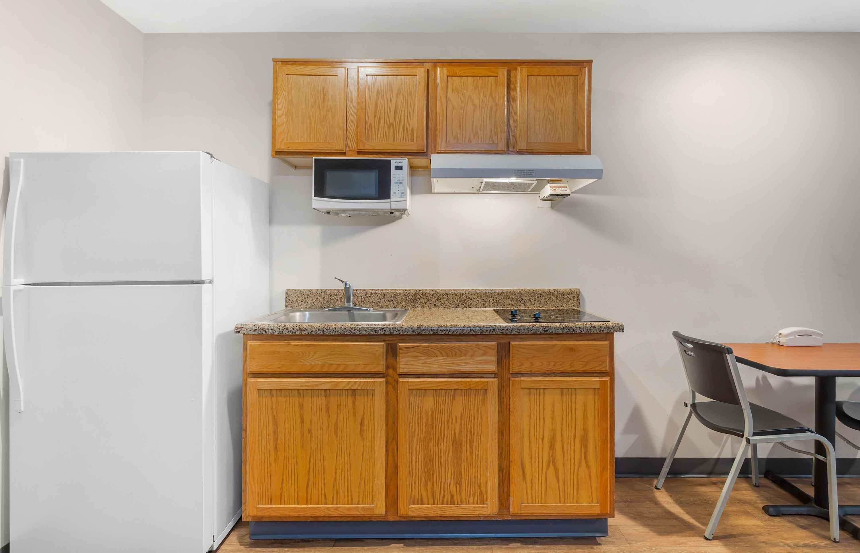 Fridge, microwave, stovetop, freezer