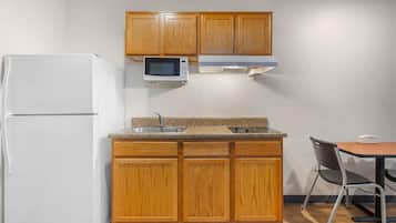Fridge, microwave, stovetop, freezer