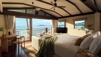 Villa Grand, 4 habitaciones, alberca privada, frente al mar (Lux) | Ropa de cama de alta calidad y minibar