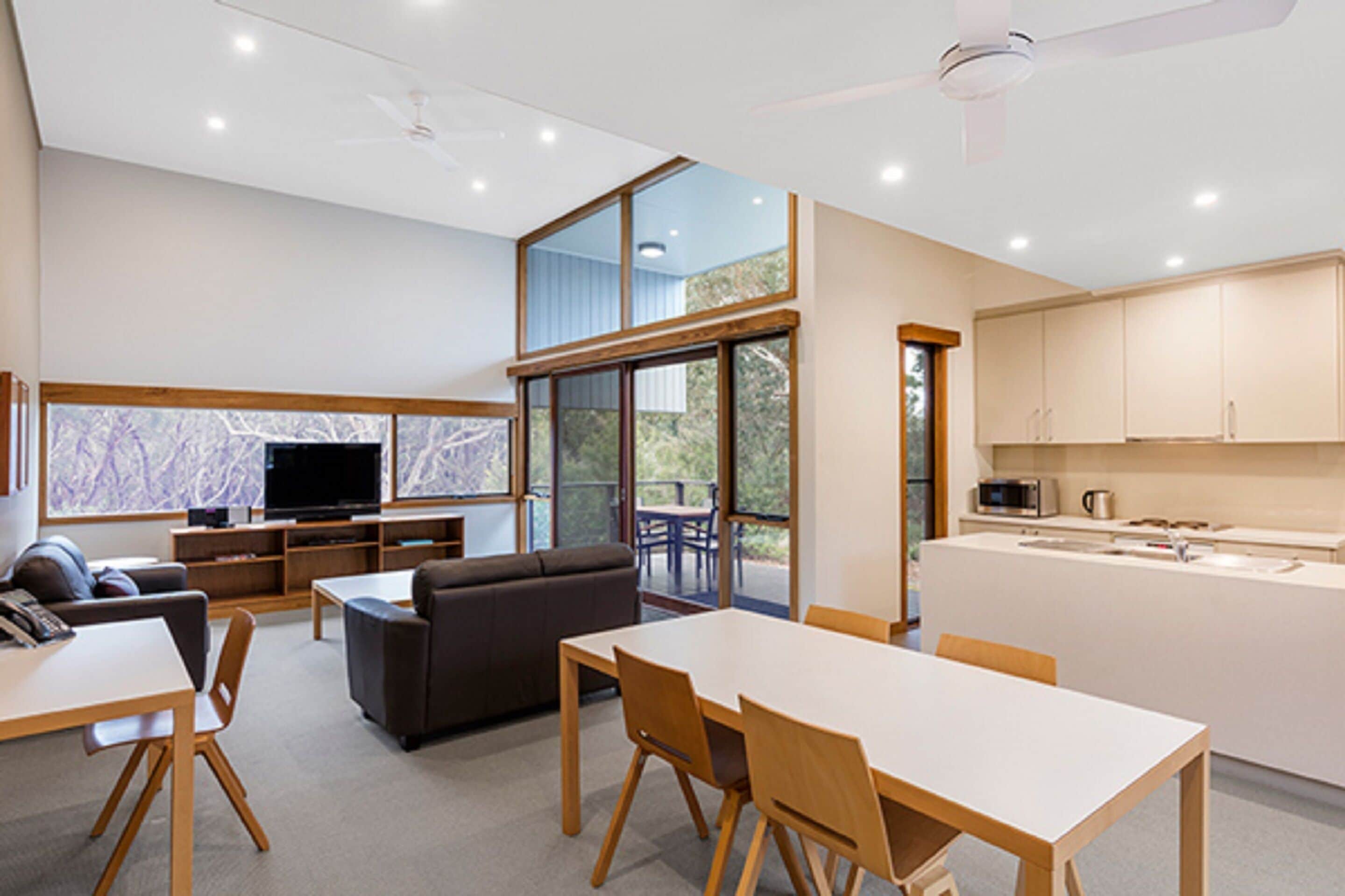 two bedroom villa | living area | flat-screen tv, dvd player, pay films