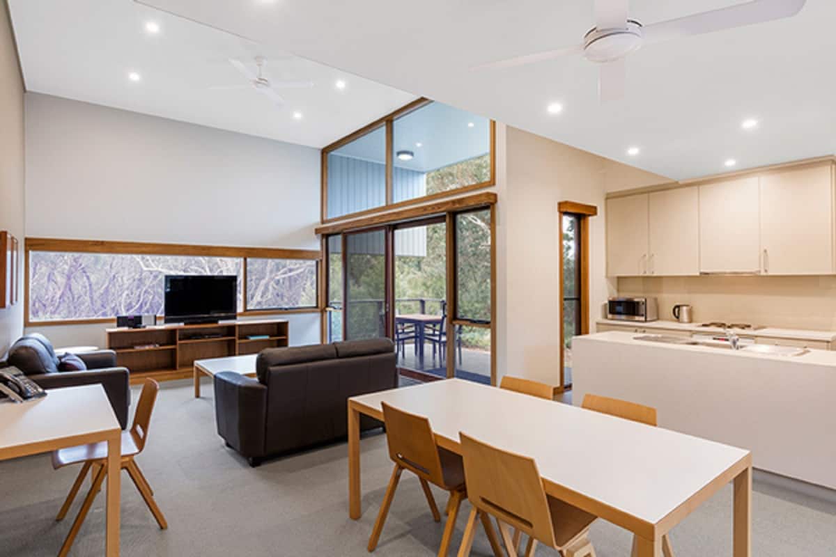 two bedroom villa | living area | flat-screen tv, dvd player, pay films