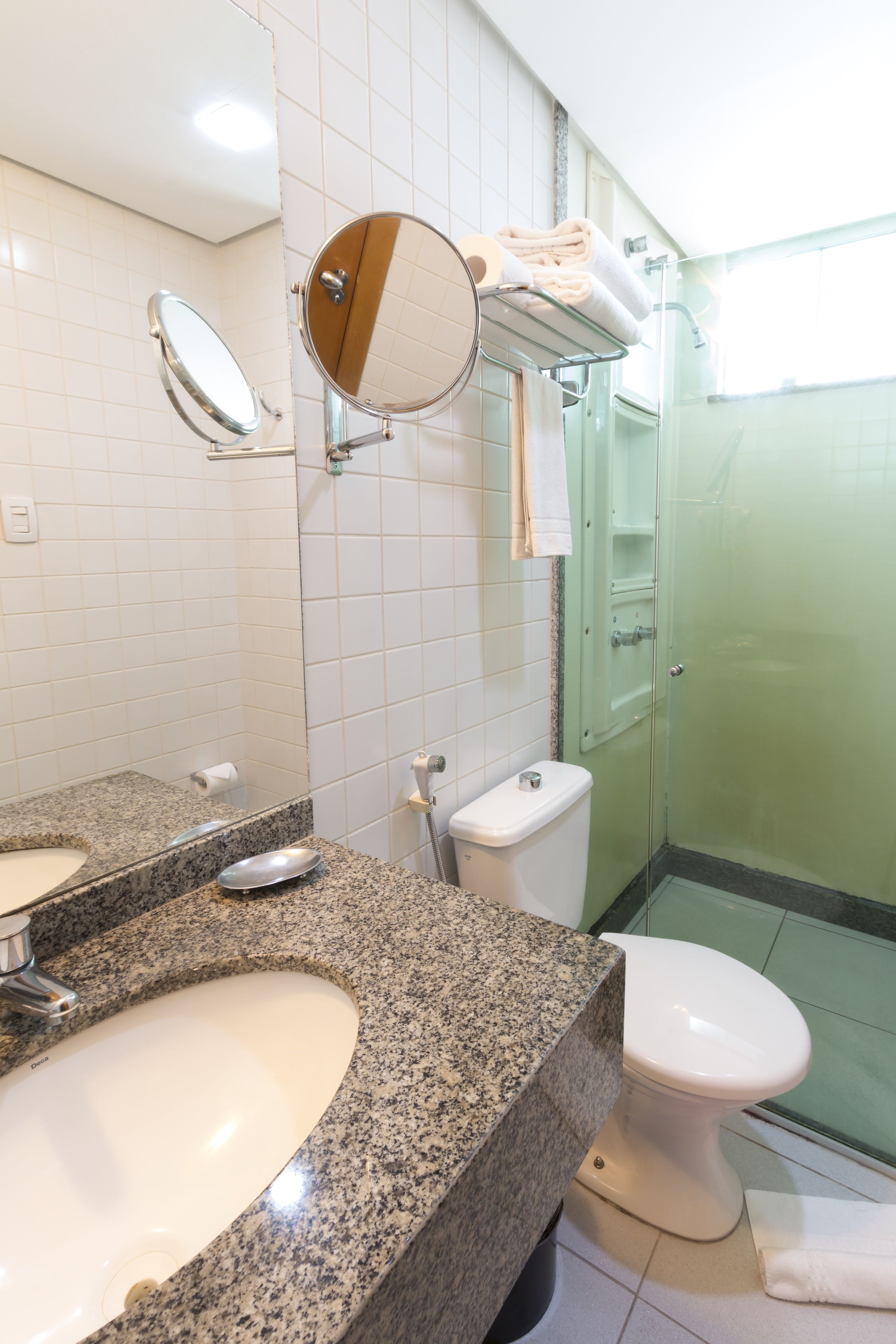 shower, eco-friendly toiletries, towels