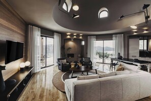 2 Double Beds (Domes Luxury Villa 2 Bedrooms with Private Pool/SV) | Living room | LCD TV, video-game console, toys, pay movies