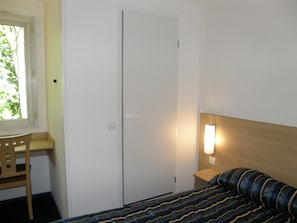 Desk, free WiFi, bed sheets