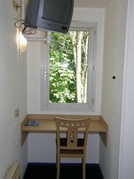 Desk, free WiFi, bed sheets