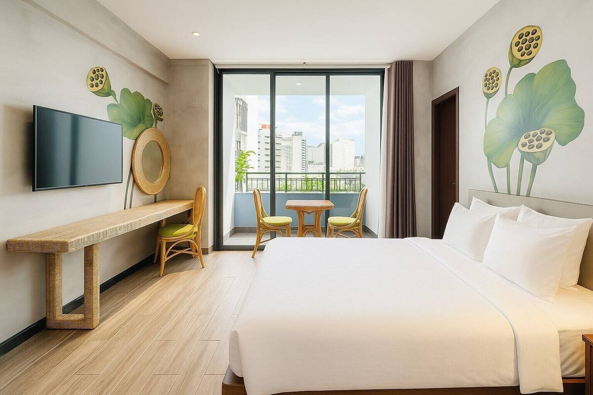 Familjerum - utsikt mot staden | 1 sovrum, minibar, värdeförvaringsskåp på rummet och skrivbord