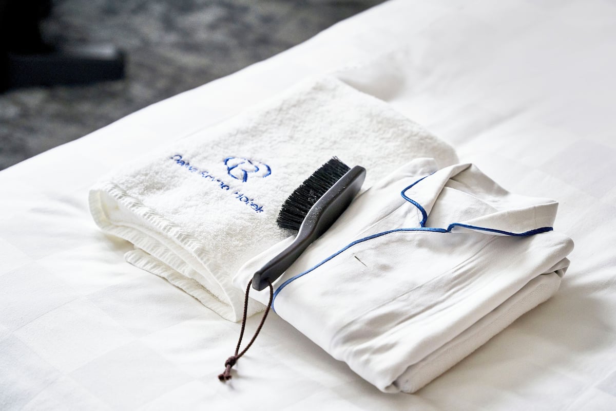 Down comforters, desk, blackout drapes, soundproofing