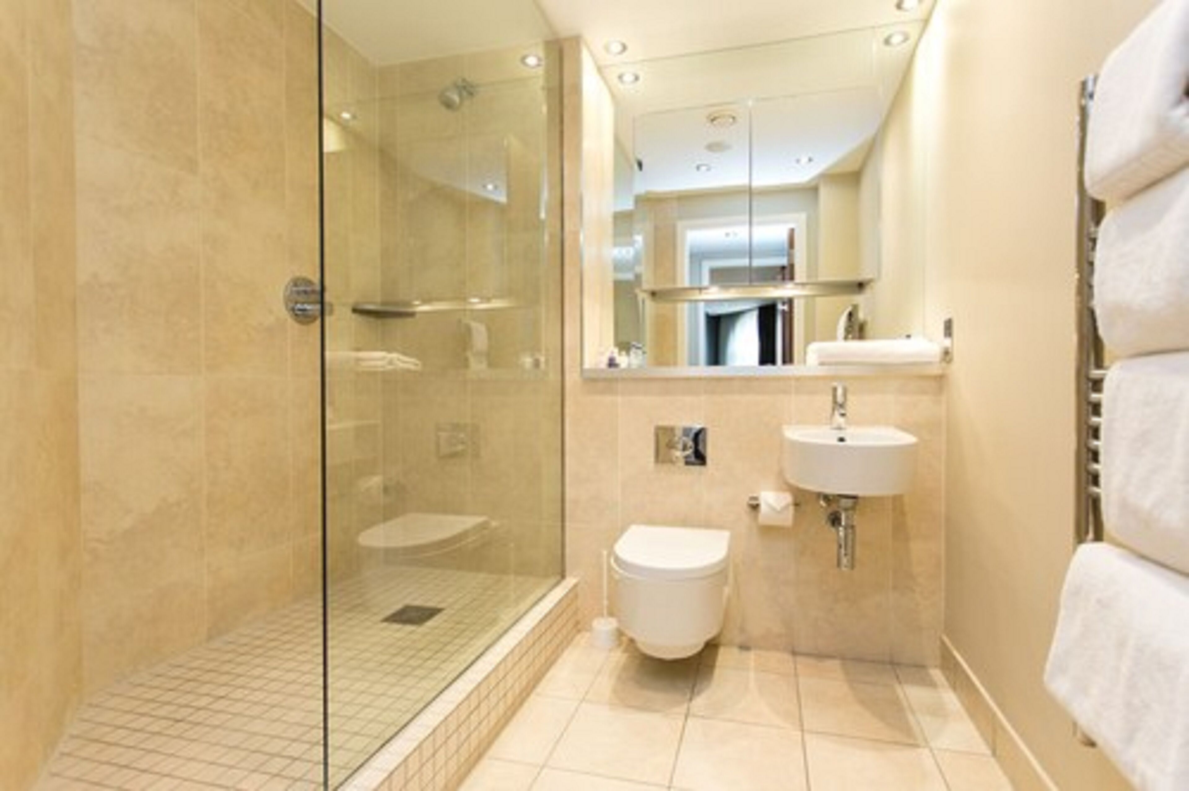 Standard Apartment, 1 King Bed | Bathroom | Shower, free toiletries, hair dryer, towels