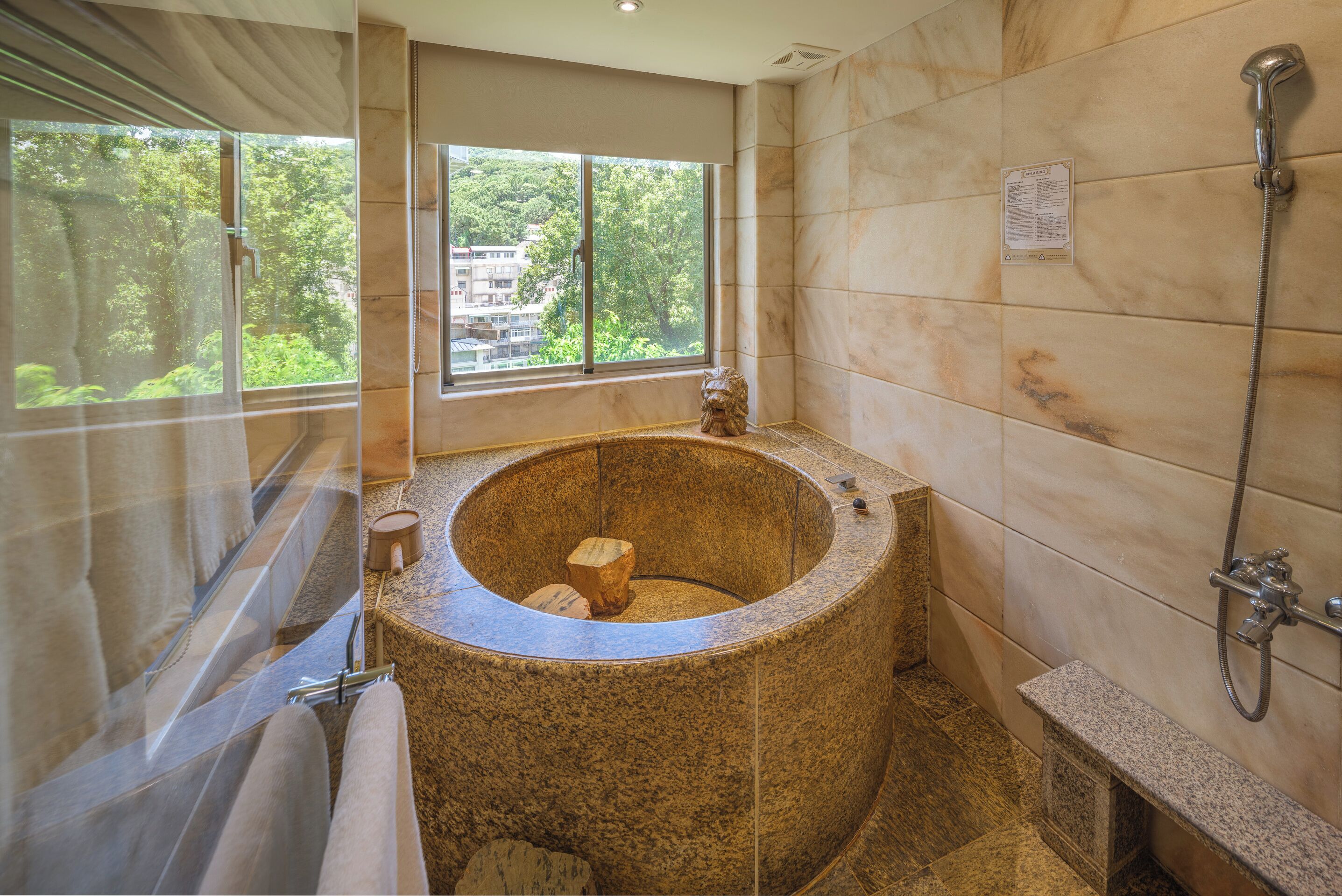Deluxe Triple Room | Bathroom | Separate bathtub and shower, spring water bathtub, rainfall showerhead