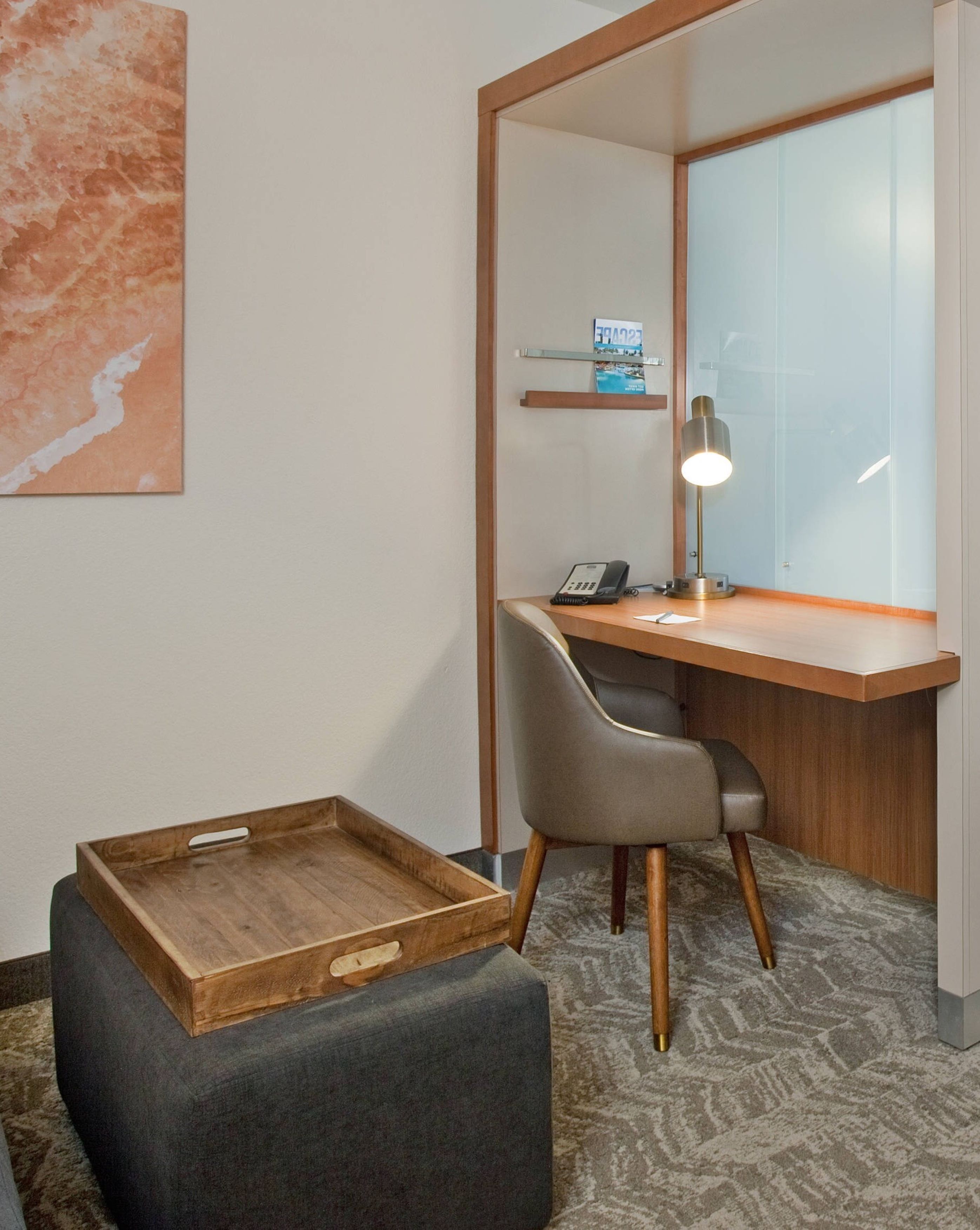 hypo-allergenic bedding, desk, laptop workspace, iron/ironing board