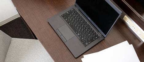 Premium bedding, desk, blackout curtains, soundproofing