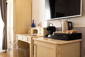 Premium bedding, down comforters, memory foam beds, in-room safe