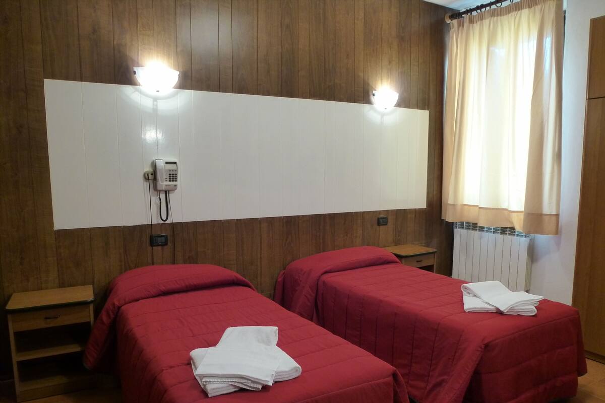 Habitación económica con 1 cama doble o 2 individuales | Edredones de plumas, escritorio, camas supletorias y wifi gratis