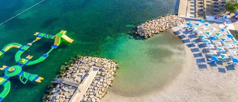 Outdoor pool, pool umbrellas, pool loungers