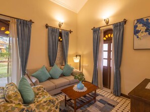 Deluxe Suite, 1 Double Bed, River View (Cozy Sitout, Private Veranda) | Egyptian cotton sheets, premium bedding, Select Comfort beds, minibar - Mercure Goa Devaaya Resort (Panaji)
