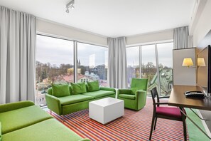 In-room safe, desk, laptop workspace, blackout curtains