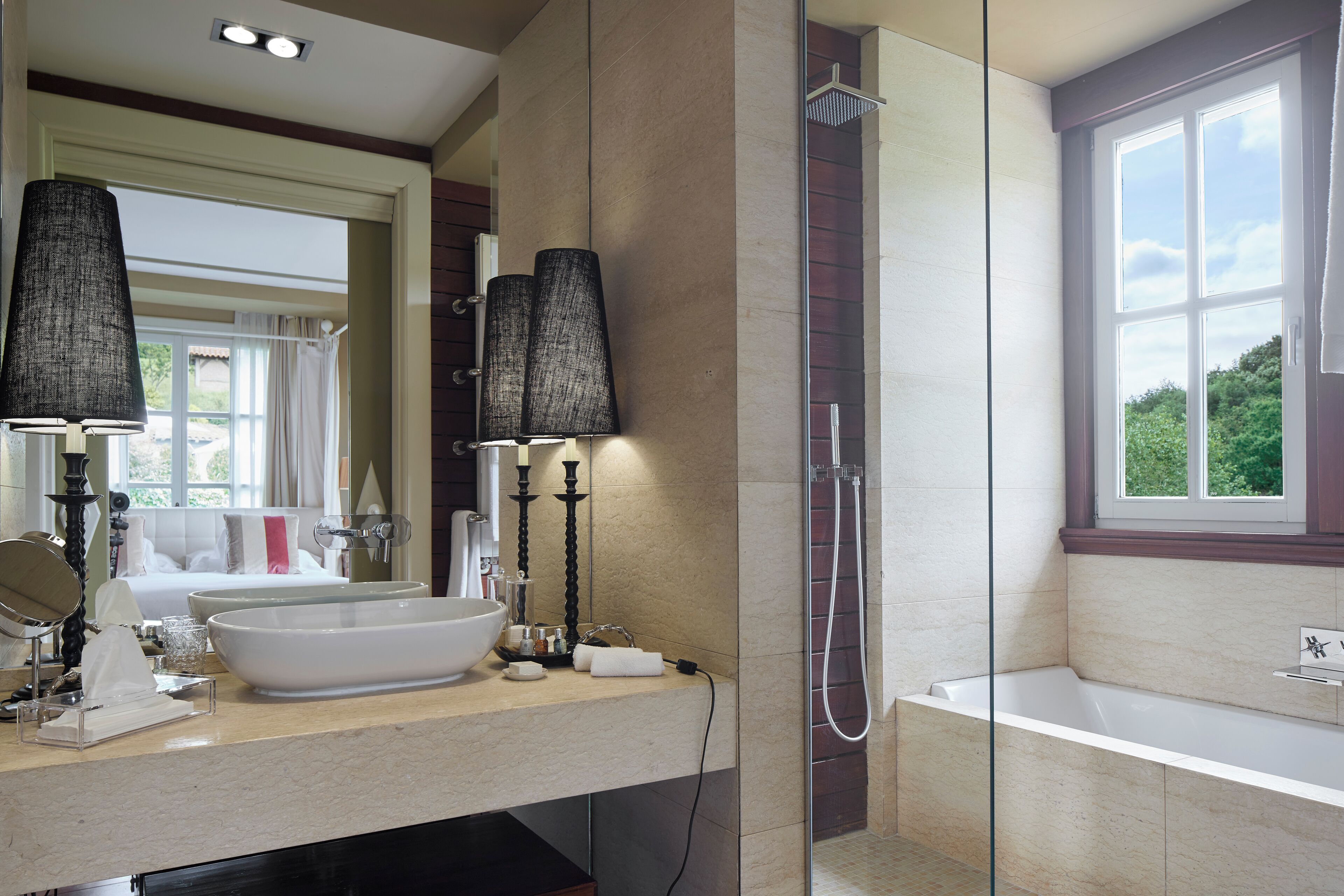 room, garden view | bathroom | separate bathtub and shower, free toiletries, hair dryer, dressing gowns