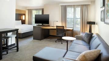 Studio, 1 King Bed with Sofa bed | Living area | 50-inch TV with satellite channels, Netflix, Hulu