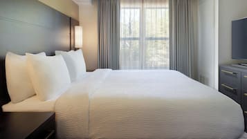 Hypo-allergenic bedding, desk, blackout drapes, iron/ironing board