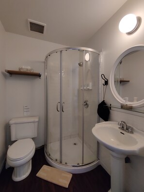 Economy Room, 1 Double Bed | Bathroom | Shower, free toiletries, hair dryer, towels - Hotel Ambrose (Montreal)