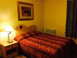 Individually decorated, desk, laptop workspace, blackout curtains