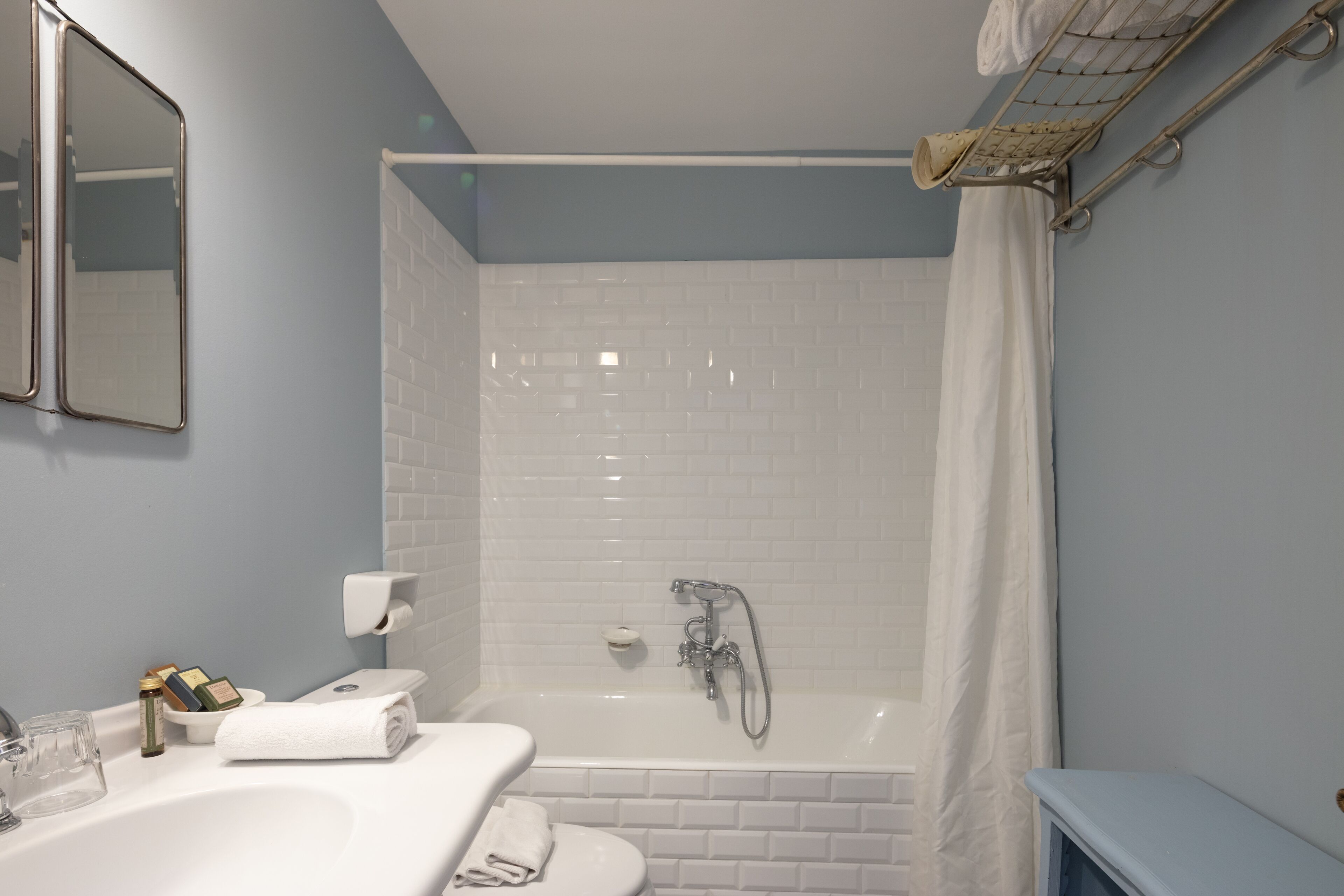 free toiletries, hair dryer, towels