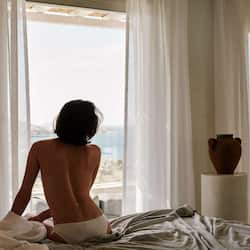 Bohemian Sunset & Sea View Suite with Outdoor Hot Tub | Vista do quarto