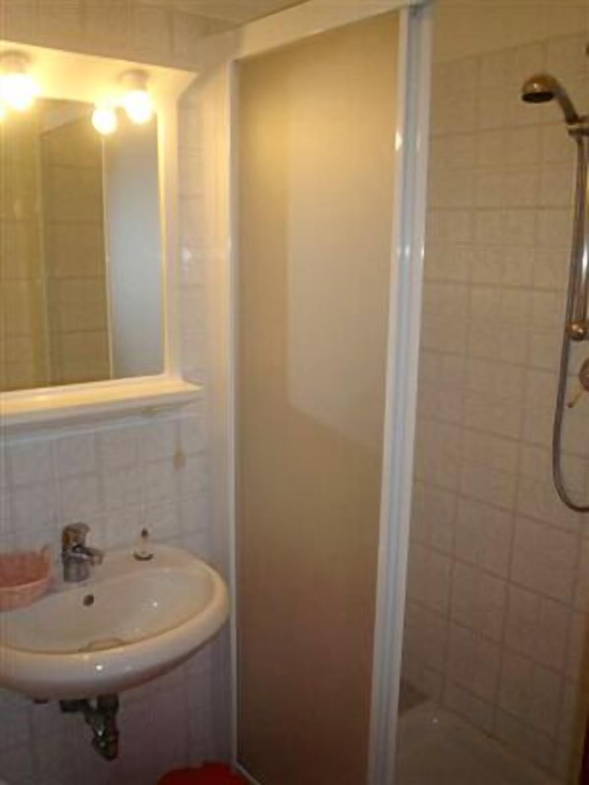 double room | bathroom | shower, rainfall showerhead, towels