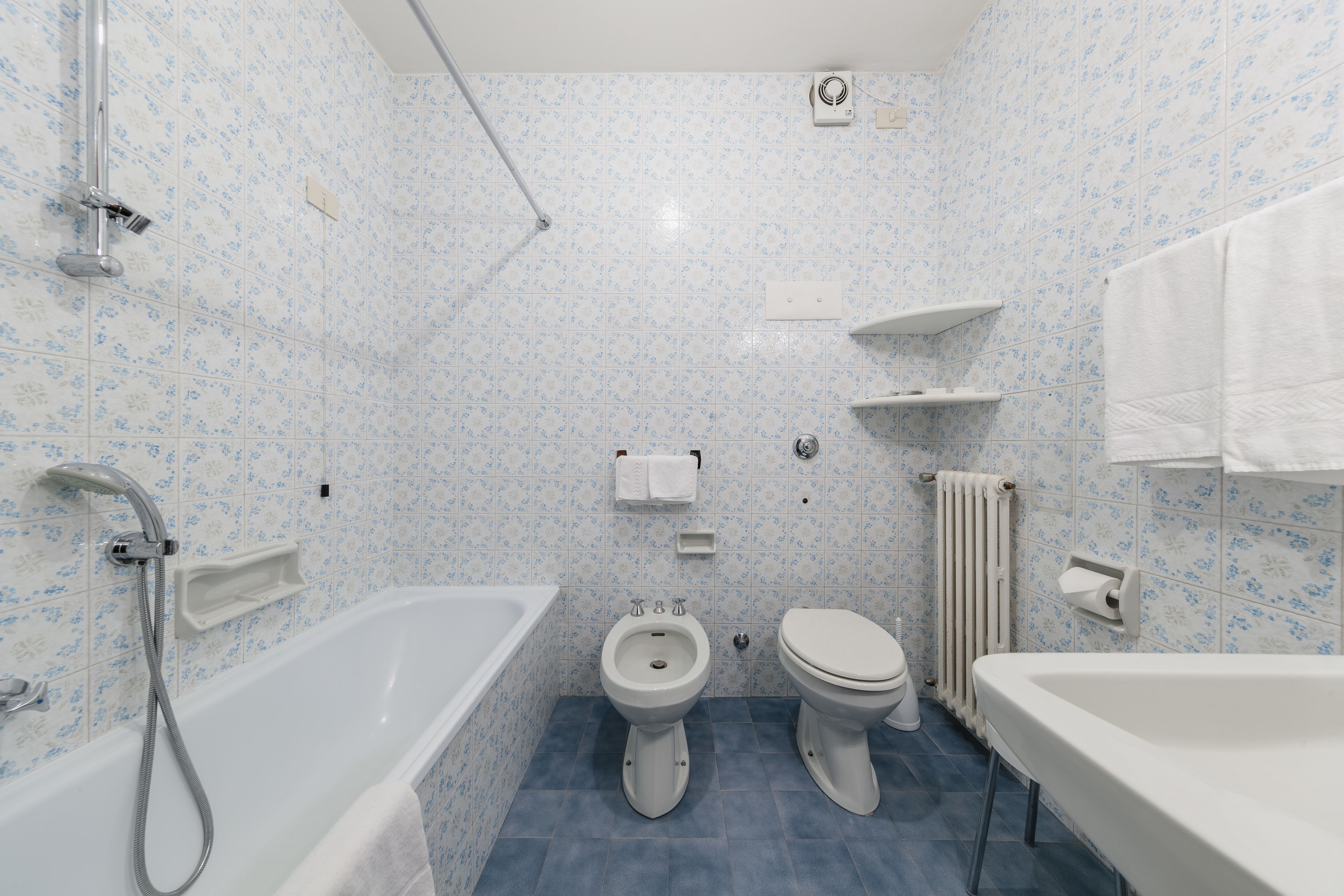 deep-soaking bathtub, free toiletries, hair dryer, bidet