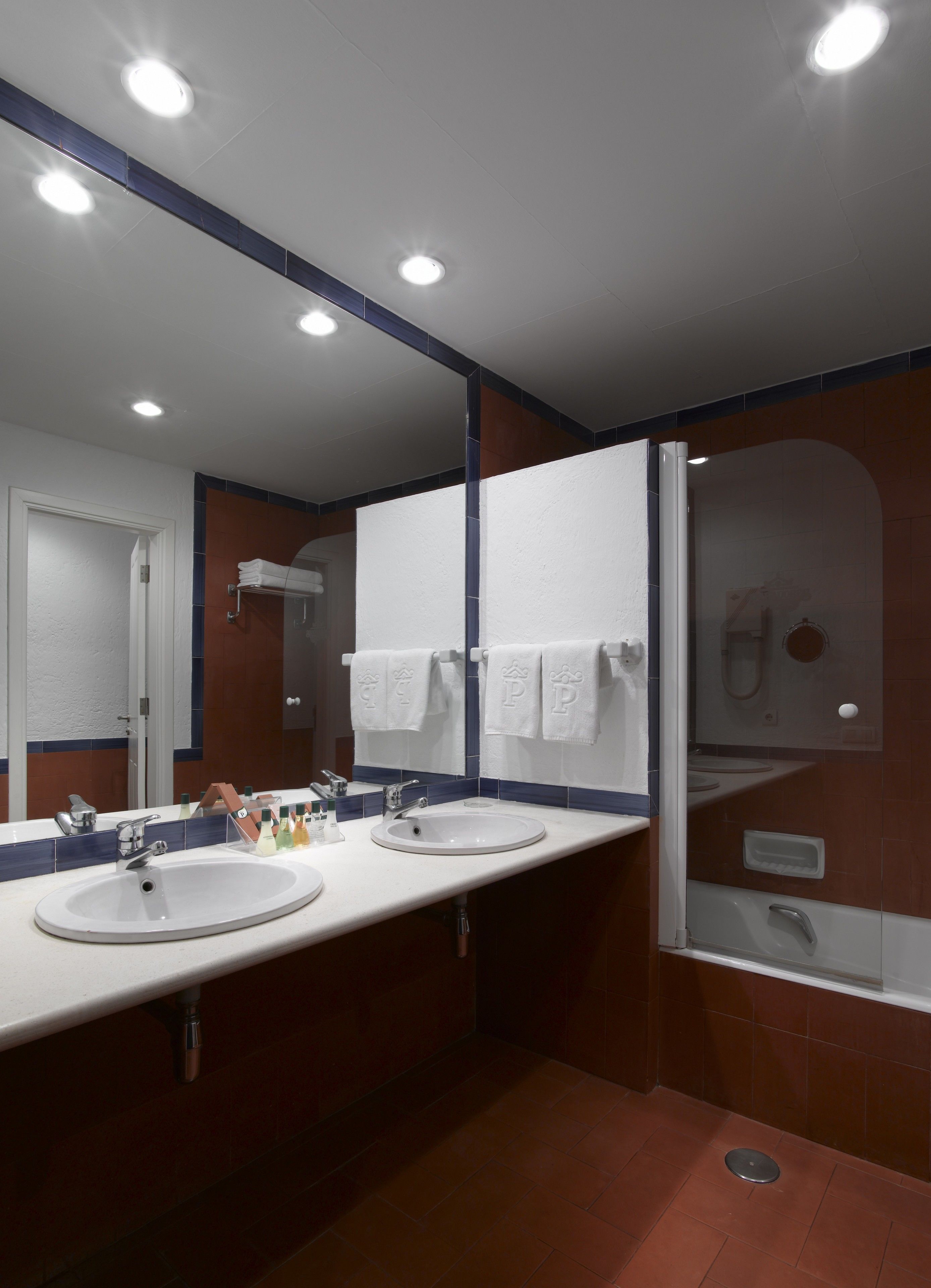 bathtub, free toiletries, hair dryer, towels