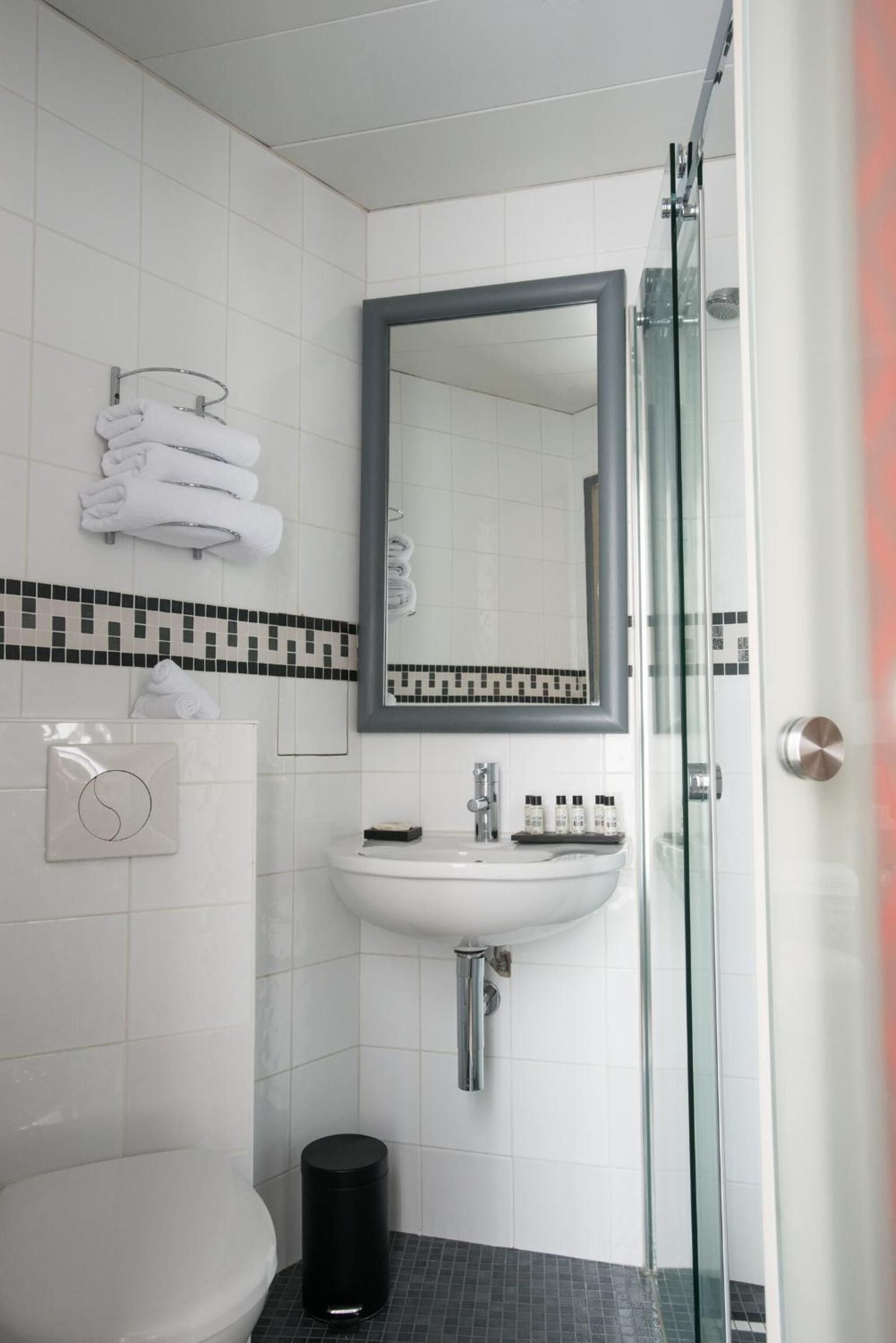 free toiletries, hair dryer, towels