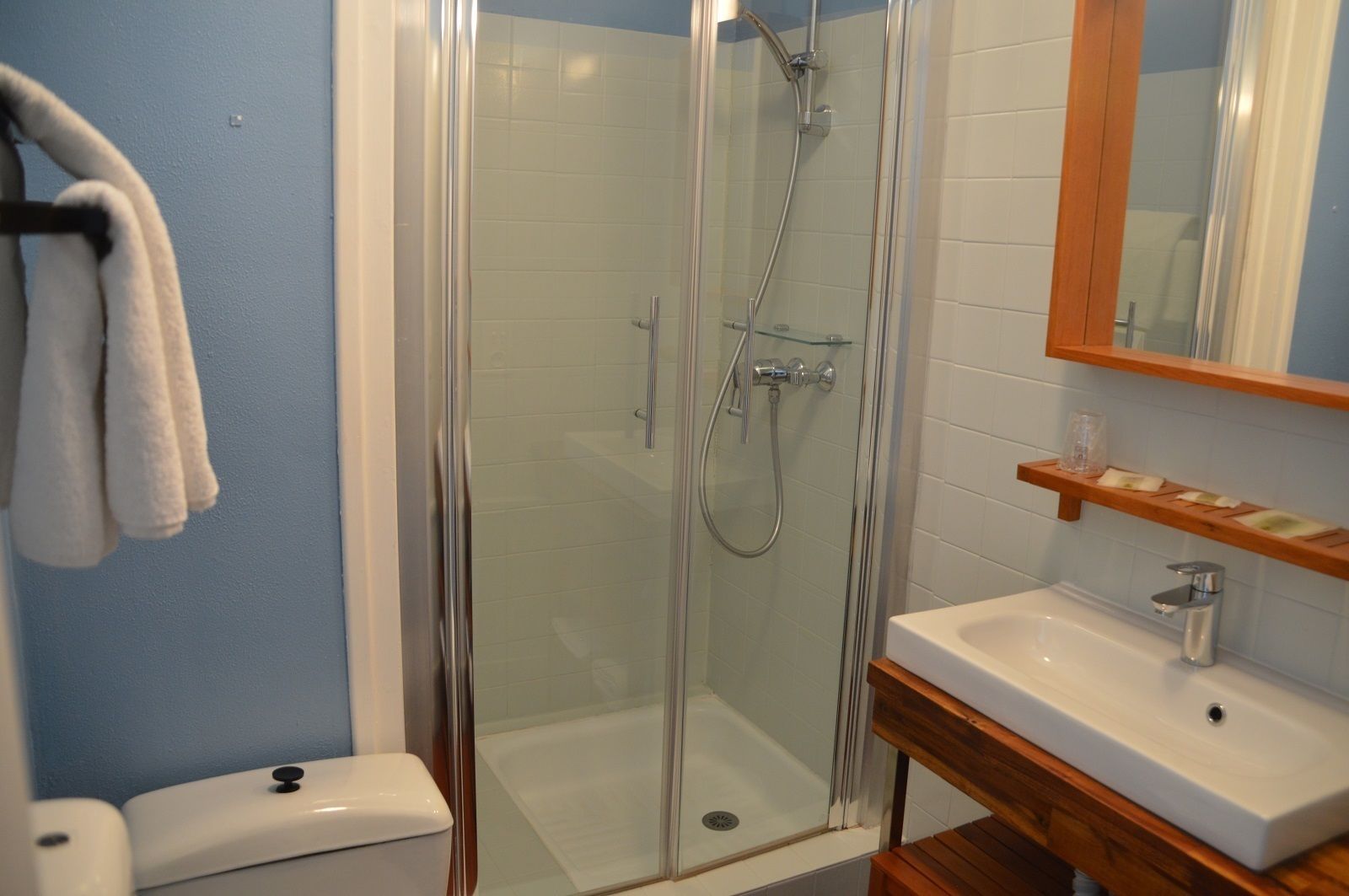 free toiletries, hair dryer, towels