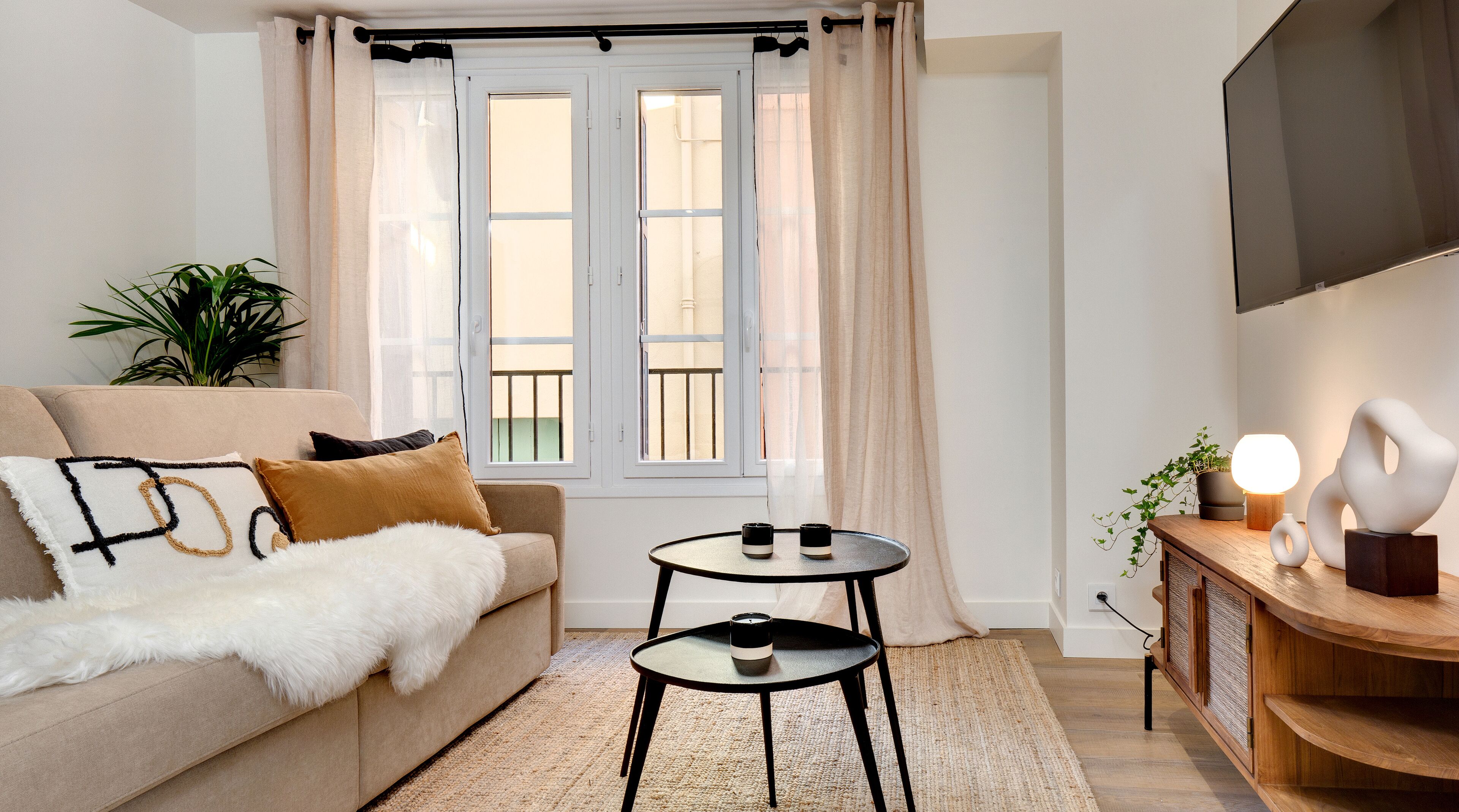 apartment | living area | 43-inch flat-screen tv with satellite channels, tv, ping pong