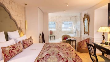 Royal-Suite, 1 King-Bett, Whirlpool | 1 Schlafzimmer, Bettwäsche aus ägyptischer Baumwolle