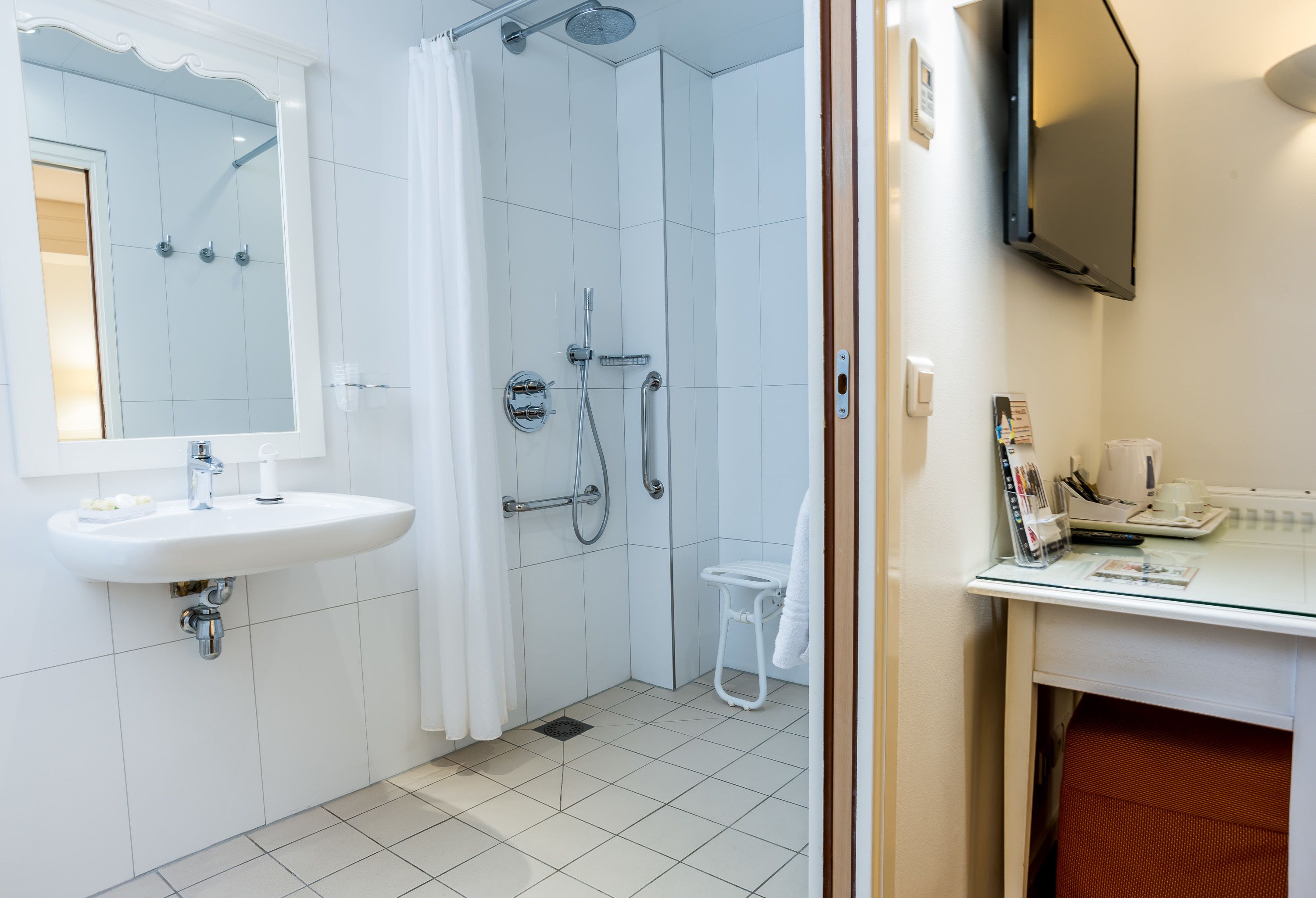 adjacent double room | bathroom | free toiletries, hair dryer, towels