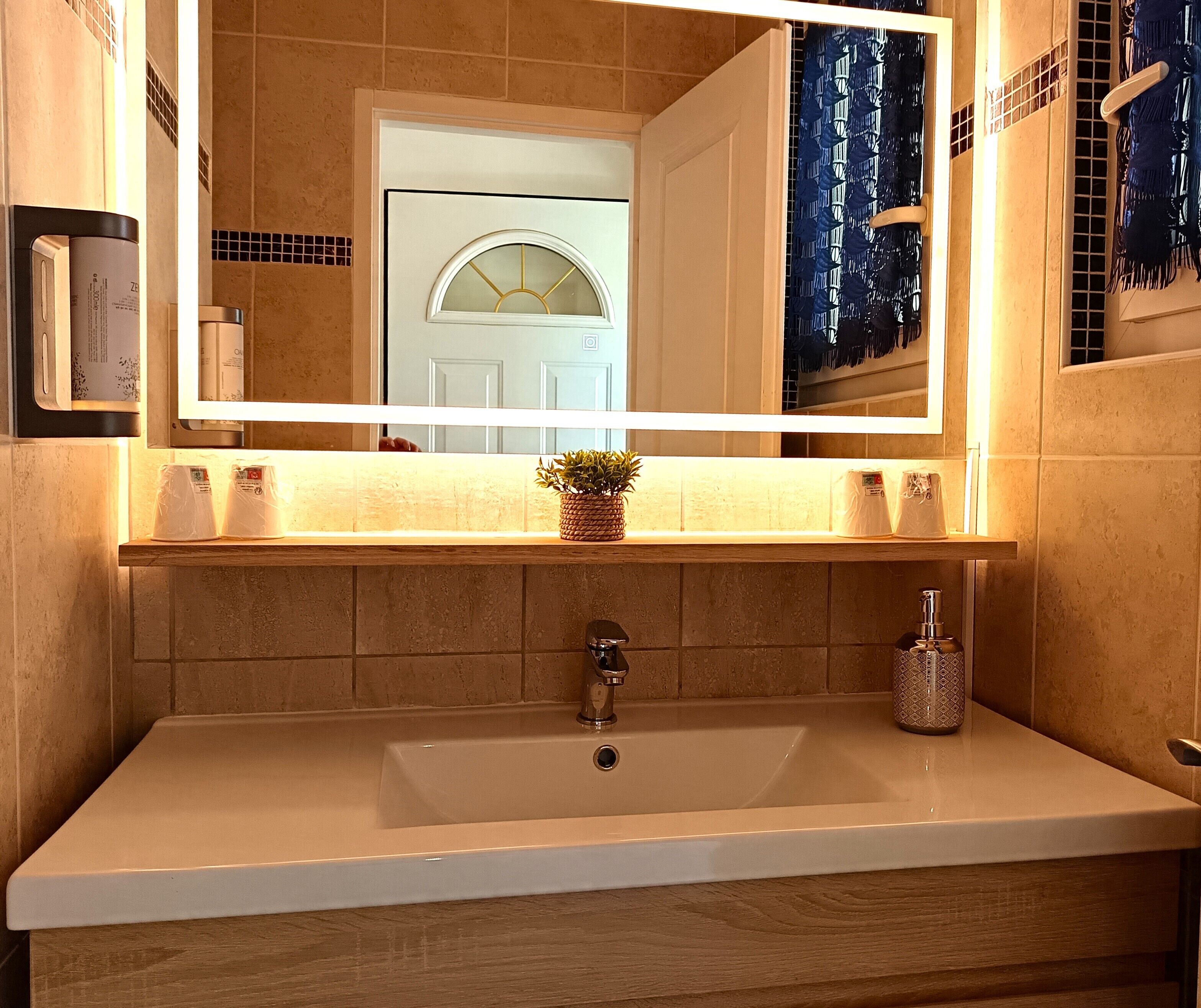 family suite, garden view | bathroom | shower, free toiletries, hair dryer, soap