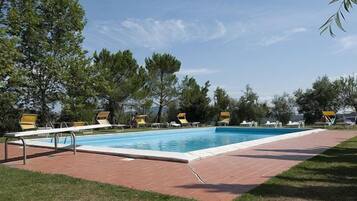 Outdoor pool, pool loungers