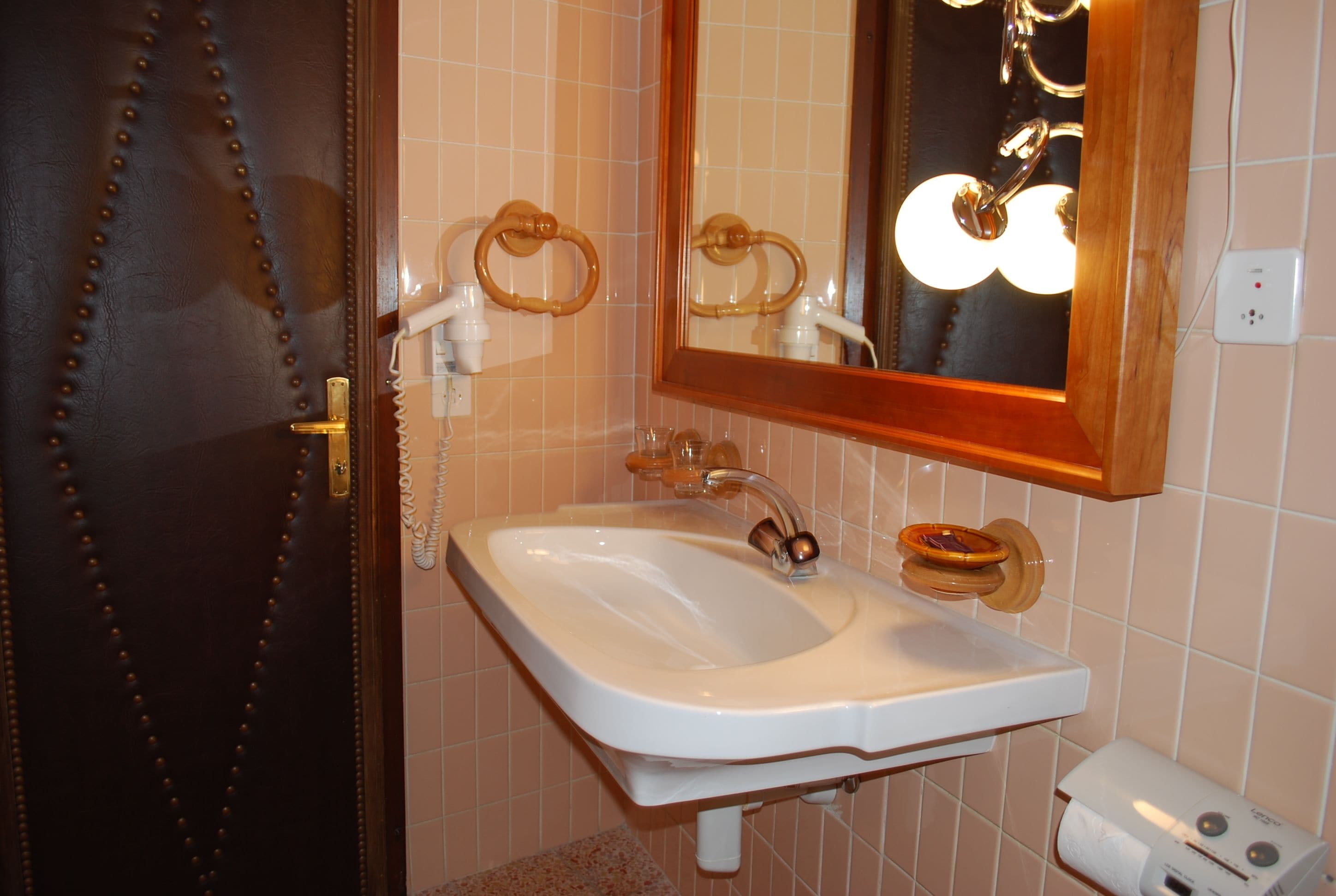 free toiletries, hair dryer, slippers, towels